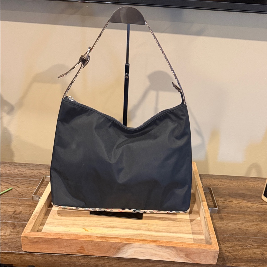 Burberry Nova Check Trimmed Nylon Tote Bag- From The Blue Label Line With Coa.